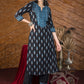 Exclusive black ikat kurta with embroidered yoke.
