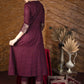Exclusive wine colored cotton Kurta with brocade yoke & embroidered cotton pants - Dupatta optional.