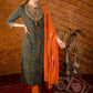 Exclusive hand embroidered Ajrakh block printed kurta & pant set - Dupatta optional.