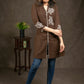 Trendy Coffee Brown Cotton Tunic With Exclusive Hand Painting On Yoke And Sleeves