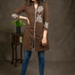 Trendy Coffee Brown Cotton Tunic With Exclusive Hand Painting On Yoke And Sleeves