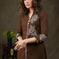 Trendy Coffee Brown Cotton Tunic With Exclusive Hand Painting On Yoke And Sleeves