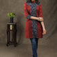 Ajrakh Combination Tunic With Pintuck And Stone Work