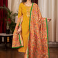Mustard Cotton Handloom Straight Cut Kurta with Beautiful Hand Mirror work, Combination Pant & Dupatta - 3 Piece