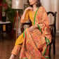 Mustard Cotton Handloom Straight Cut Kurta with Beautiful Hand Mirror work, Combination Pant & Dupatta - 3 Piece
