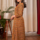 A - Line woven  Cotton  Ikat Kurta with smart Hand Made Kutch Embroidery Mirror work Collars