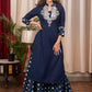 Very Fine Hand made Mirror Embroidery on Blue and Indigo Cotton Straight Cut Kurta