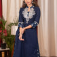 Very Fine Hand made Mirror Embroidery on Blue and Indigo Cotton Straight Cut Kurta