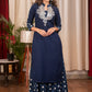 Very Fine Hand made Mirror Embroidery on Blue and Indigo Cotton Straight Cut Kurta
