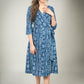 Exclusive Indigo printed overlap dress with side tying