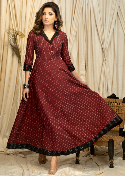 Trendy Occasion wear Ikat Cotton  Gown