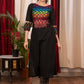 Straight Cut Black Cotton Handloom Kurta with Bright and Soothing Hand Mirror embroidery