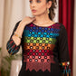 Straight Cut Black Cotton Handloom Kurta with Bright and Soothing Hand Mirror embroidery