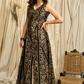 Stylish Gold Foil Printed Fine Cotton A Line Kurta with Center Slit