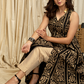 Stylish Gold Foil Printed Fine Cotton A Line Kurta with Center Slit