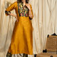 Straight Cut  Mustard  Cotton Silk  Banarasi Yoke Kurta, Banarasi Border Pant and Chanderi Dupatta - 3 piece set