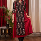 A - Line Maroon Cotton Slub tie string kurta With Beautiful mirror work Ajrakh Panel and Sleeves