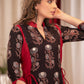 A - Line Maroon Cotton Slub tie string kurta With Beautiful mirror work Ajrakh Panel and Sleeves