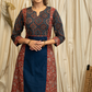 A- Line Cotton Ajrakh Combination Kurta