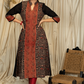 A  - line Ajrakh Combination Kurta in Animal Print