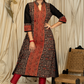 A  - line Ajrakh Combination Kurta in Animal Print