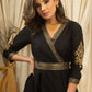 Exclusive black dress with Zardosi hand embroidery on sleeves