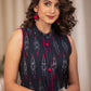 Straight Cut Smart Ikat sleeveless Cotton Kurta .