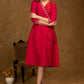 Beautiful Rose Pink & Red Cotton Silk Hand Stone Work Overlap Dress