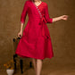 Beautiful Rose Pink & Red Cotton Silk Hand Stone Work Overlap Dress