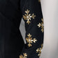 Elegant black silk dress with gota work on collar & sleeves