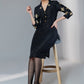 Elegant black silk dress with gota work on collar & sleeves