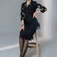 Elegant black silk dress with gota work on collar & sleeves