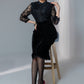 Exclusive evening wear black velvet skirt