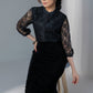 Exclusive evening wear black velvet skirt