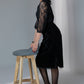 Exclusive evening wear black velvet skirt