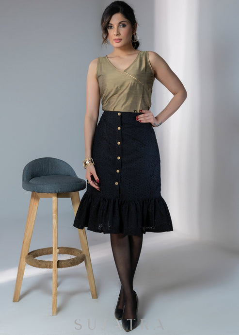 Hakoba Cotton Halter Crop and Layered Skirt Set